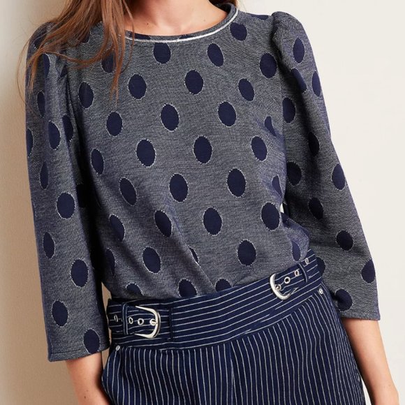 Anthropologie Tops - NWT anthropologie serena puff-sleeved top navy M